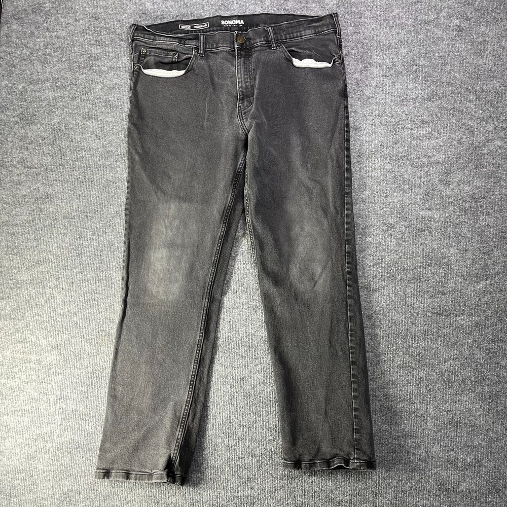 Sonoma Good For Life Jeans Men's Faded Black Denim Stretch Zip Fly Y2K - 39X29.5